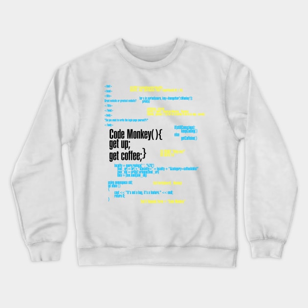 Code Monkey Get Coffee Crewneck Sweatshirt by FlyingBlaze